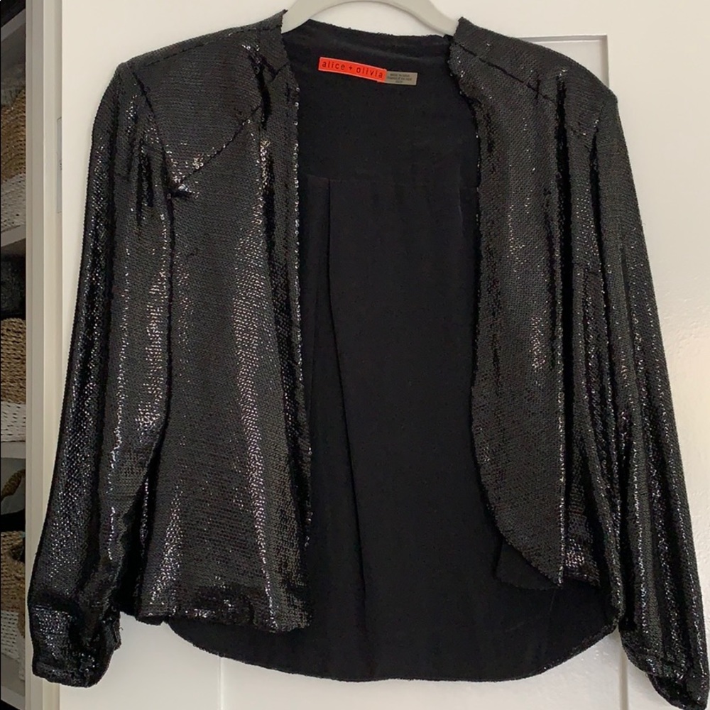 Alice + Olivia Black Sequin Cardigan Jacket ✨